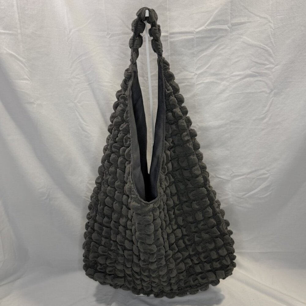 Quilted Slouchy Oversize Tote Bag, Gray, EUC